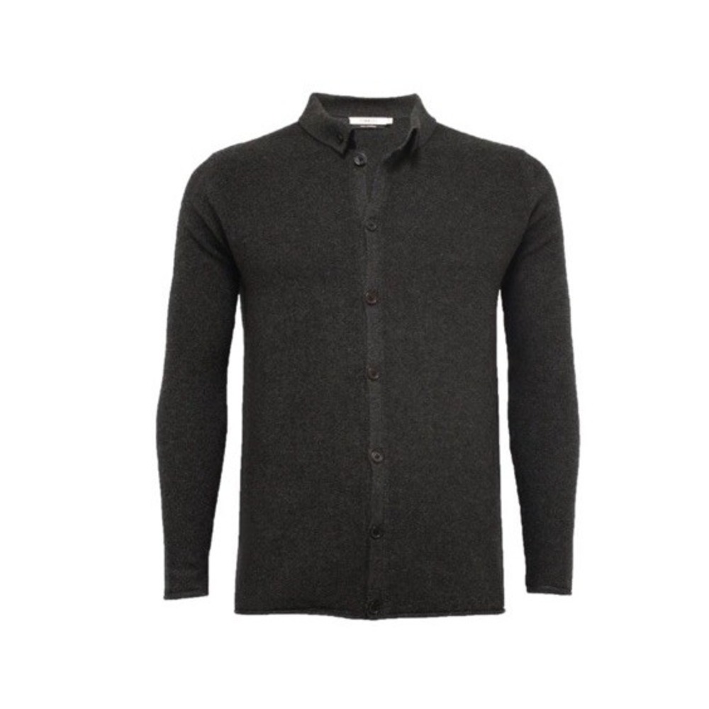 Hommard Wool Yak Cashmere Cardigan Collared Sweater Black Size 2XL